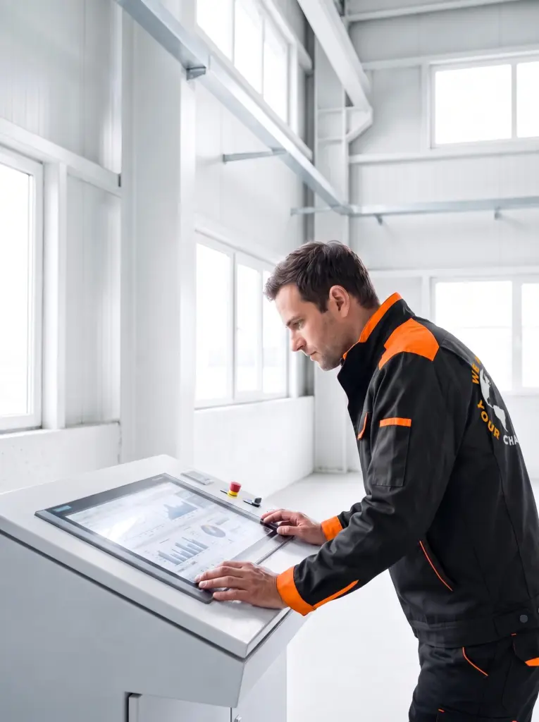 Ingenieur programmeert een Siemens-besturing