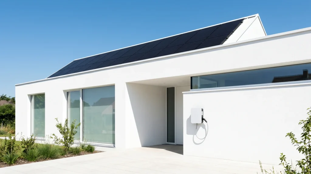 Zonnepanelen op een modern dak